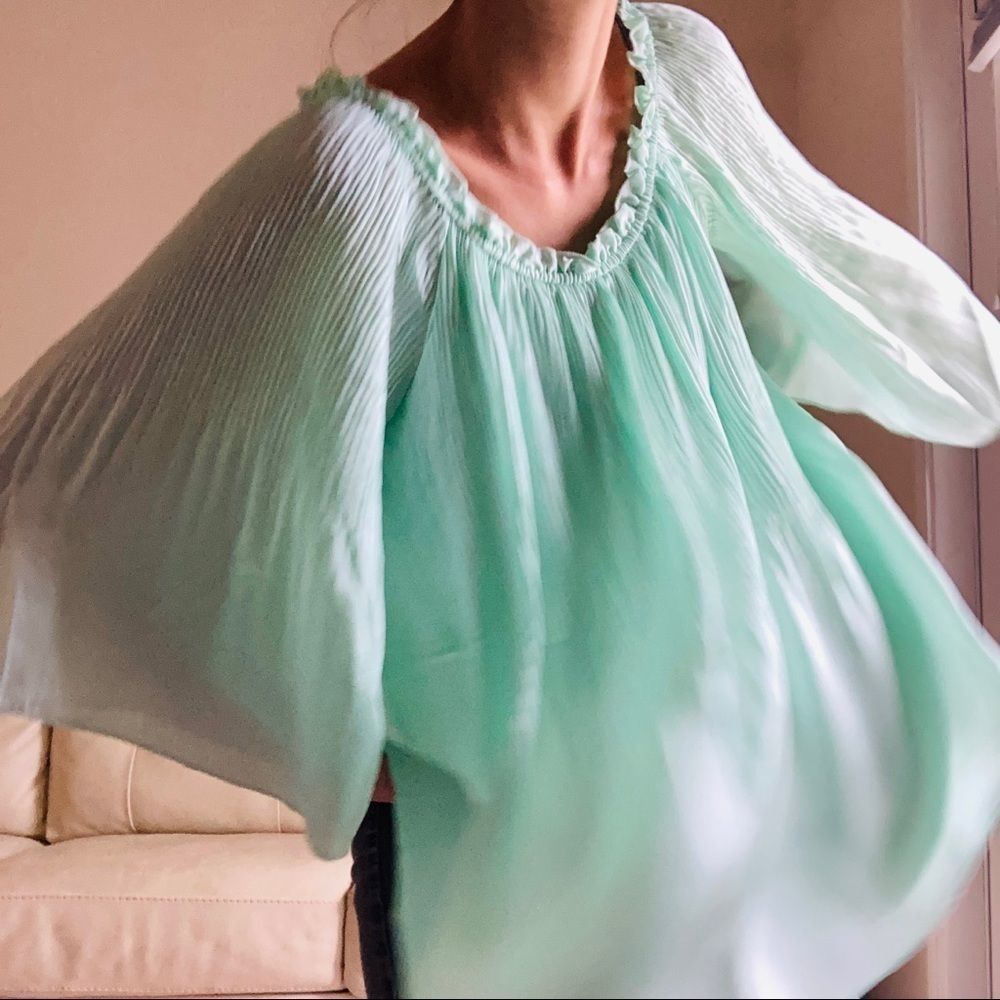 Romeo & Juliet Couture Soft Green Honeydew Ethereal Blouse Size Medium